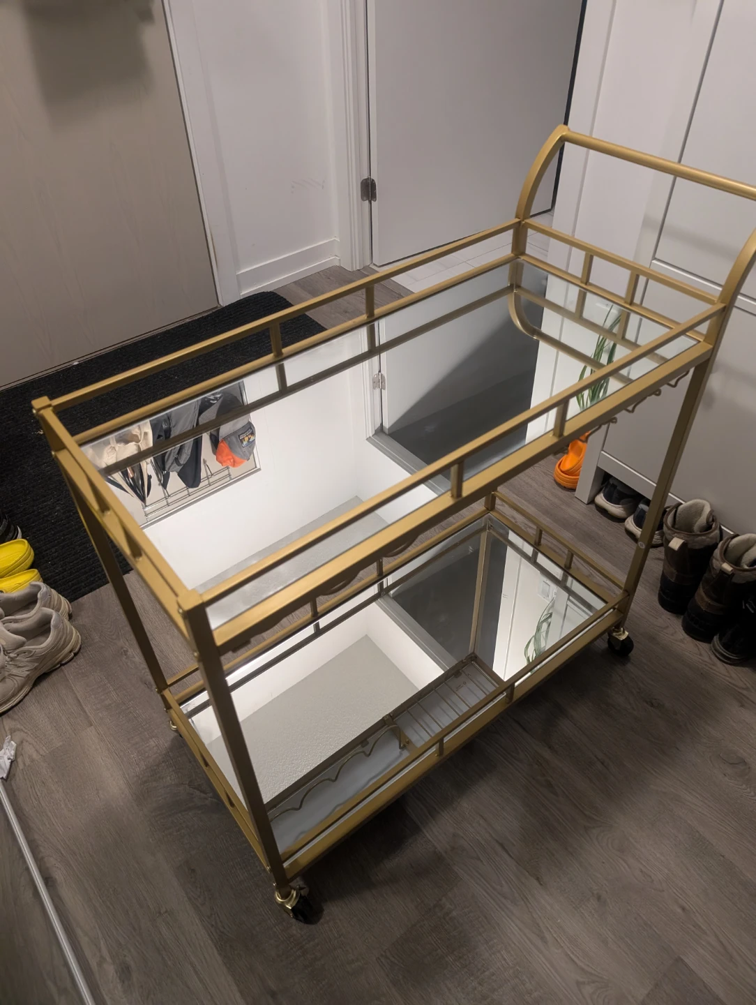 Home bar serving cart (gold, mirrored) - photo 4