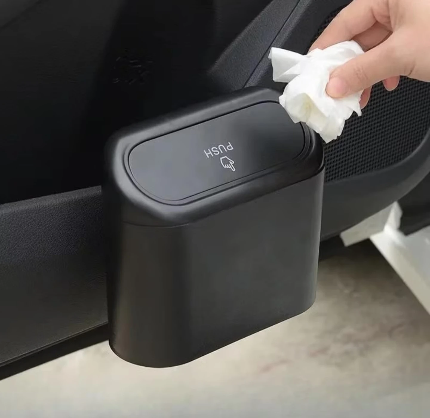Black Car Trash Can with Lid - photo 2
