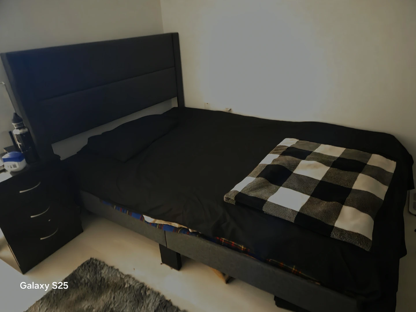 Grey Upholstered Queen Bed Frame with Headboard