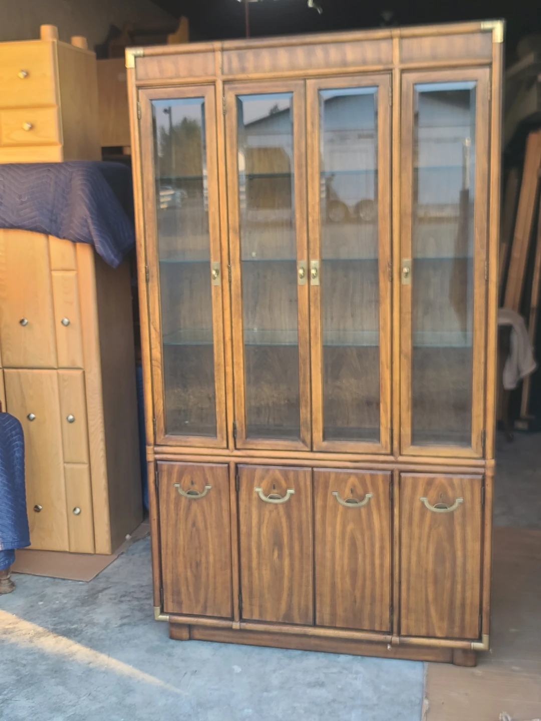 Vintage Drexel Accolade Walnut Display Cabinet / China Cabinet
