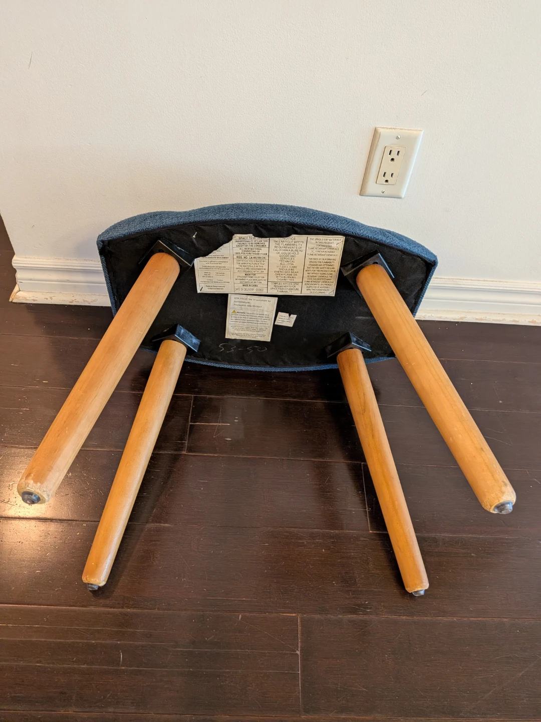 Blue Fabric Footstool Ottoman - photo 5