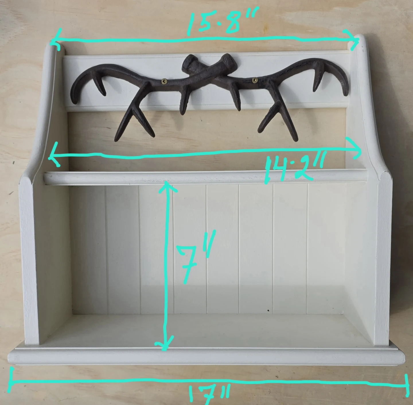 Wall Mounted Shelf with Antler Hooks - photo 2