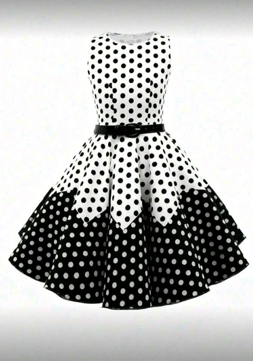 Women's Polka Dot Vintage Style Dress with Belt