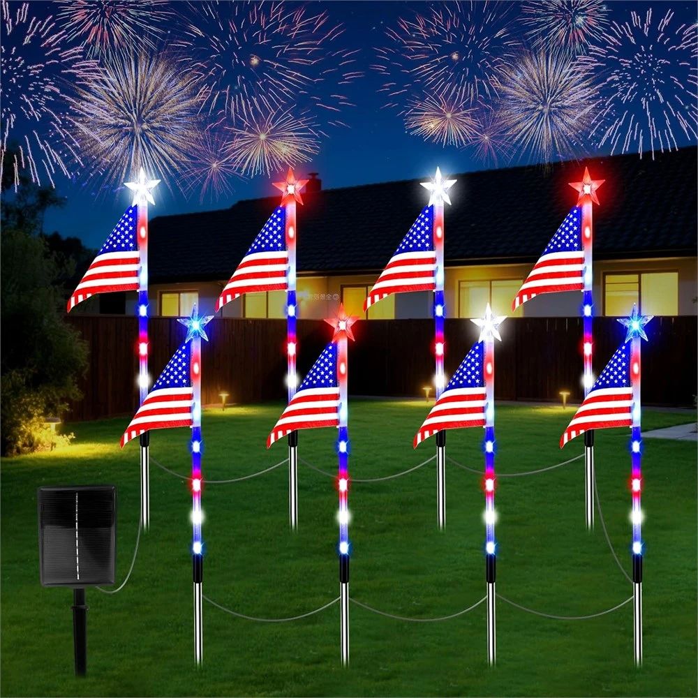 8 solar string lights, 2 garden gnomes, USA toque