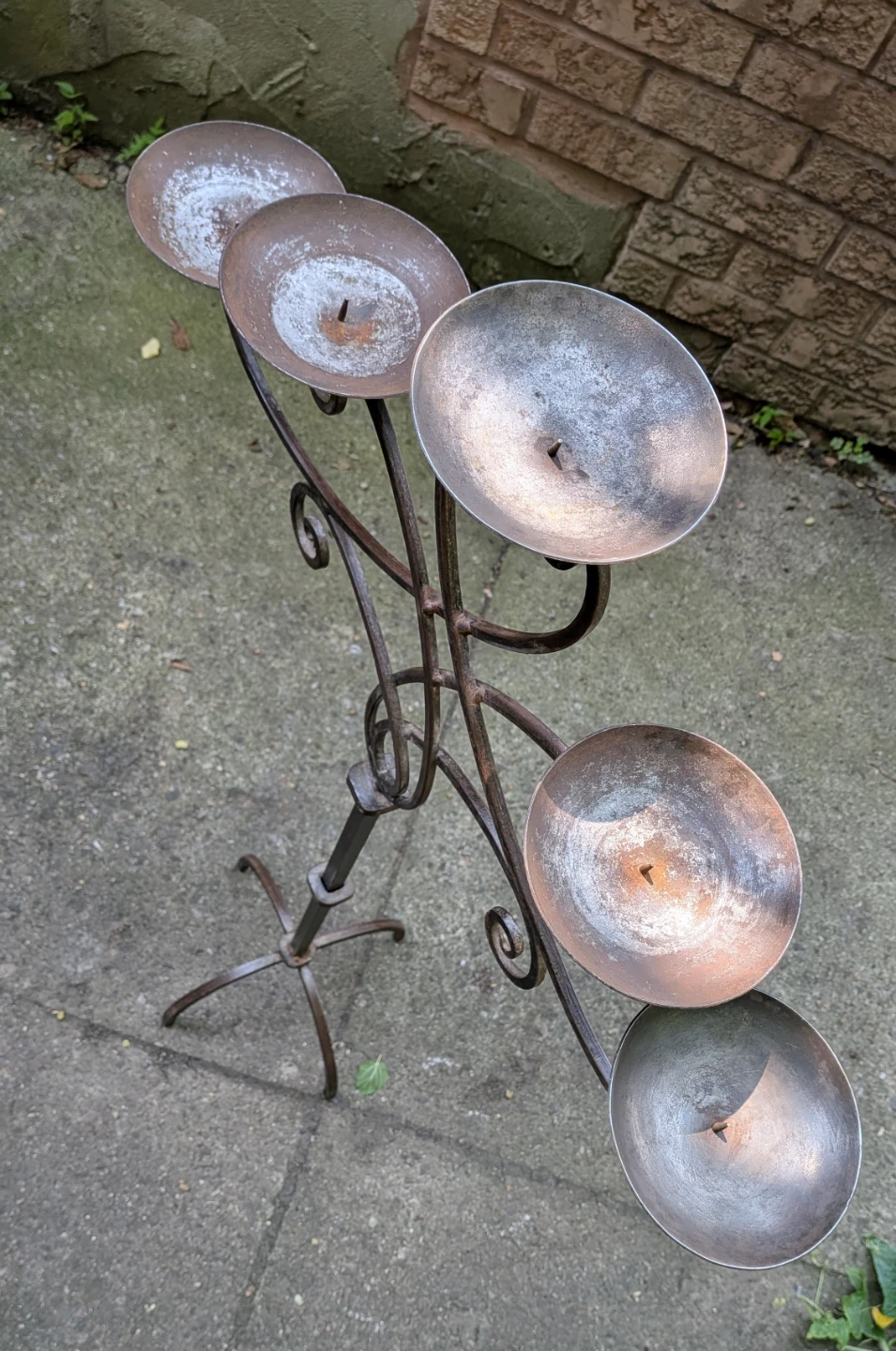 Outdoor Floor Standing Wrought Iron 5 Platform Candelabra - photo 3