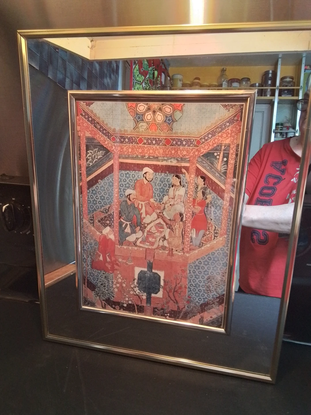 Mughal Miniature Framed Mirrored Art (16.25" x 20.25")