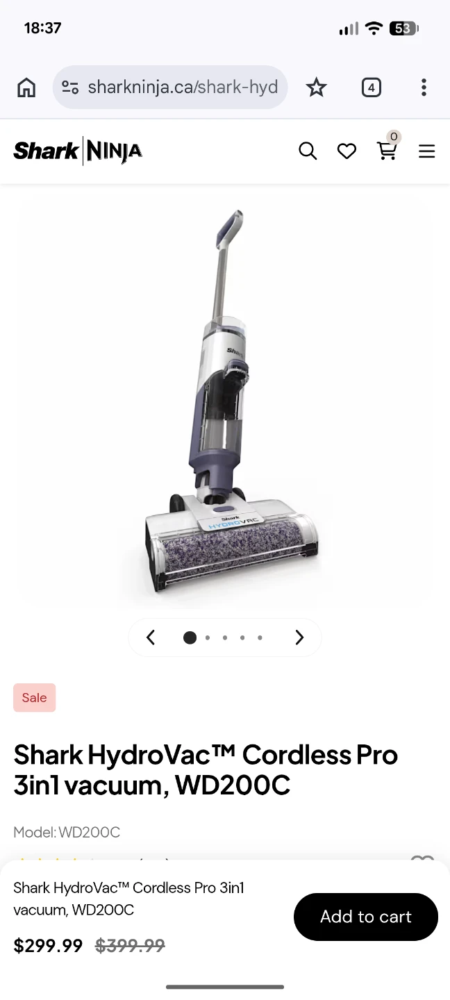 Shark HydroVac Cordless Pro 3in1 Vacuum WD200C