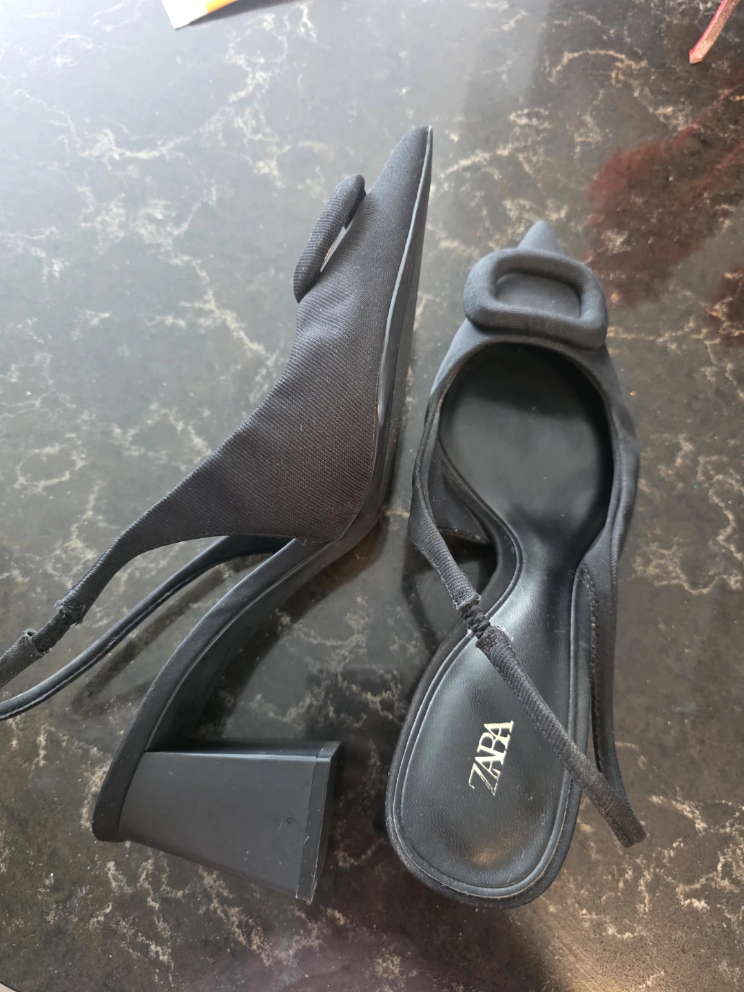 Black ZARA Slingback Heels with Buckle Detail - photo 3