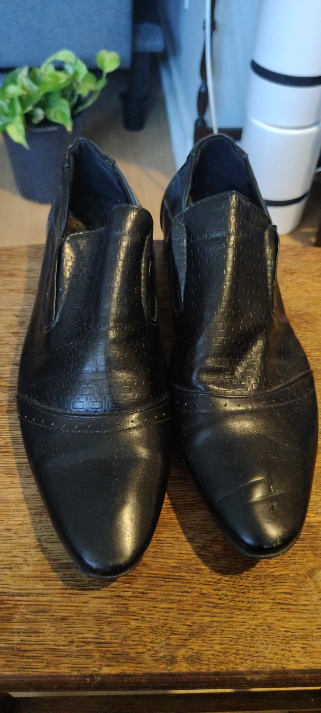 Grey Stone Black Slip-On Dress Shoes