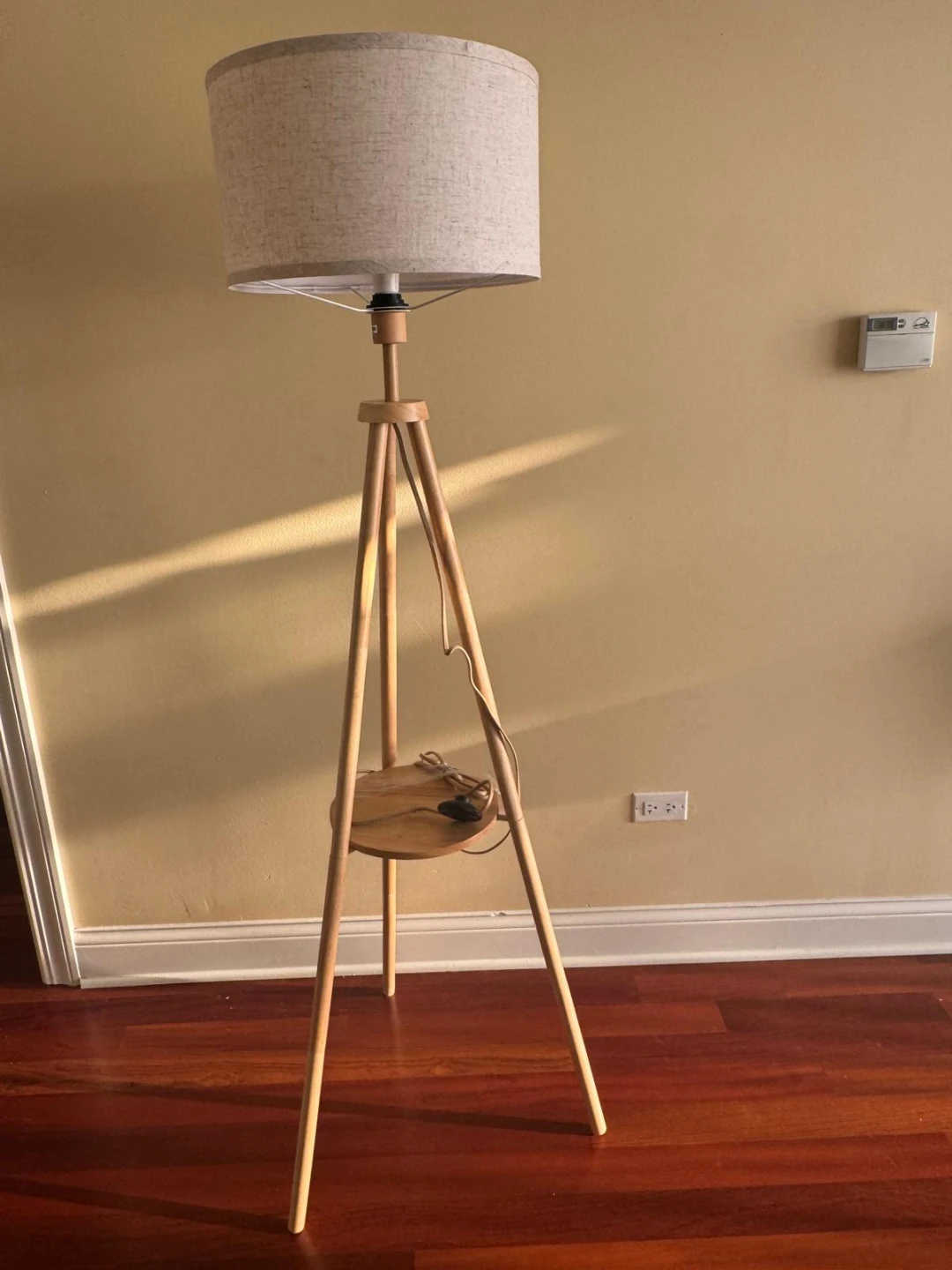 Wood Tripod Floor Lamp 63” w/ Shelf - photo 2