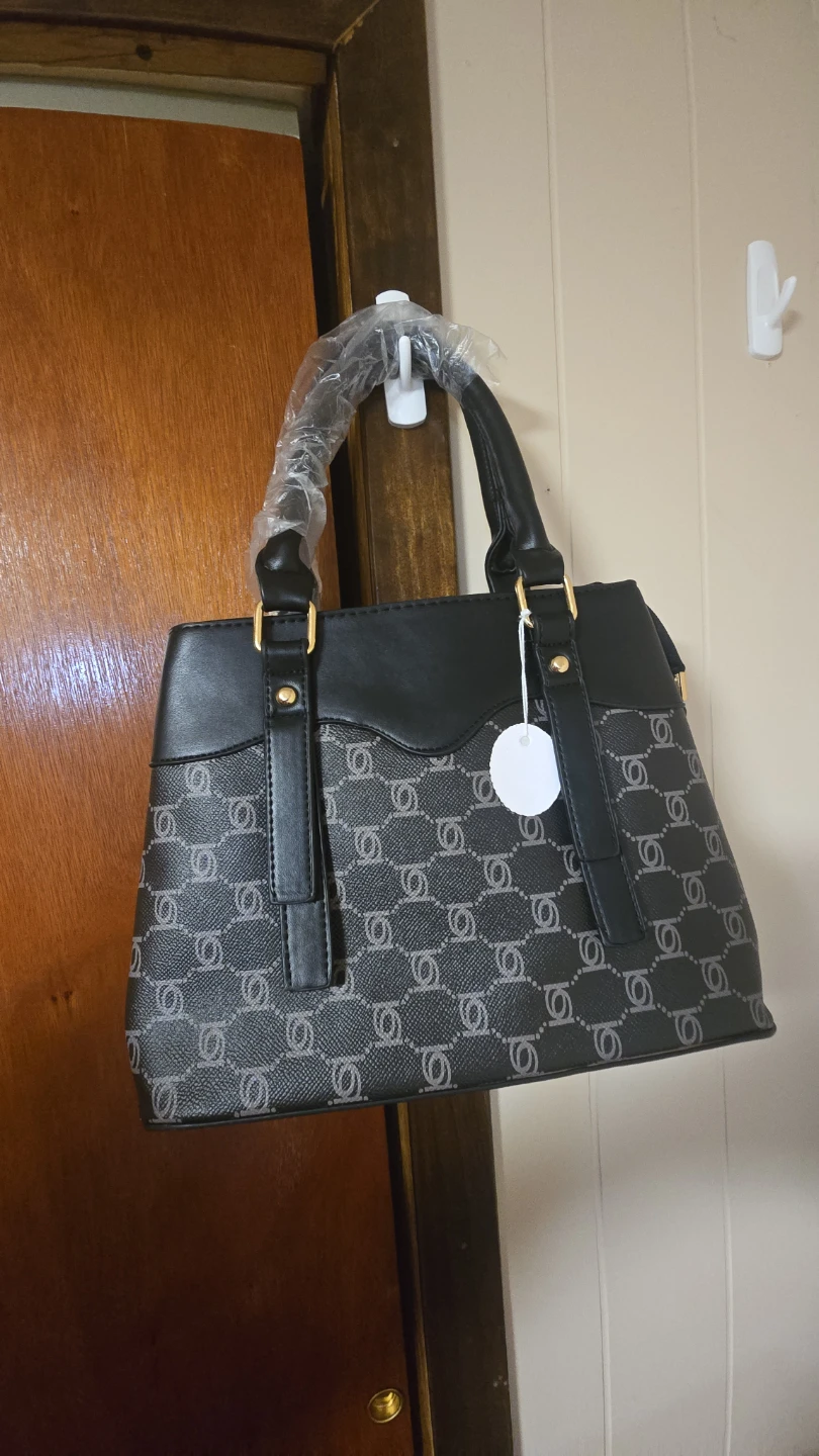 Black Tote Handbag with Monogram Pattern - photo 2
