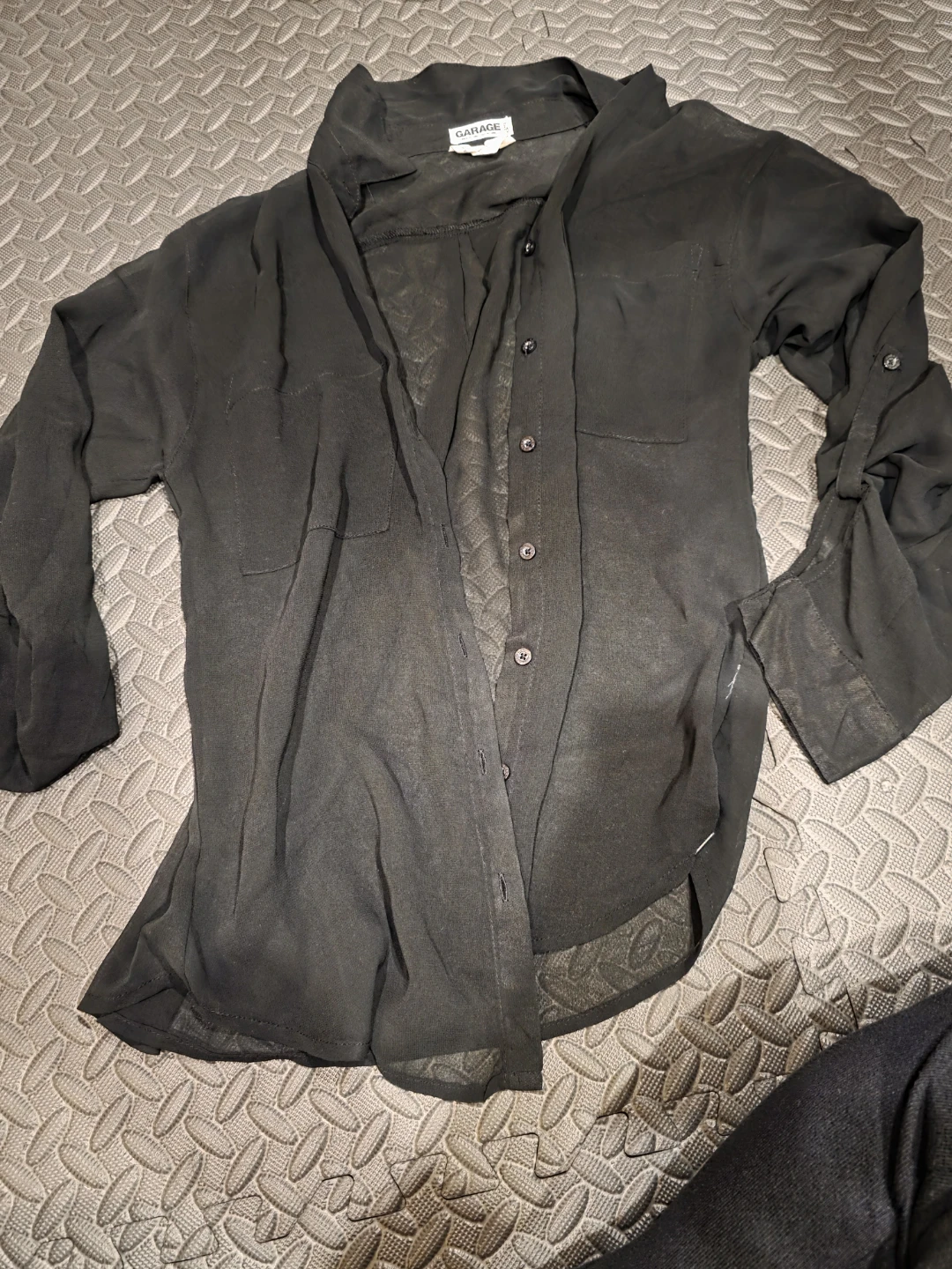 Black Sheer Button-Up Shirt