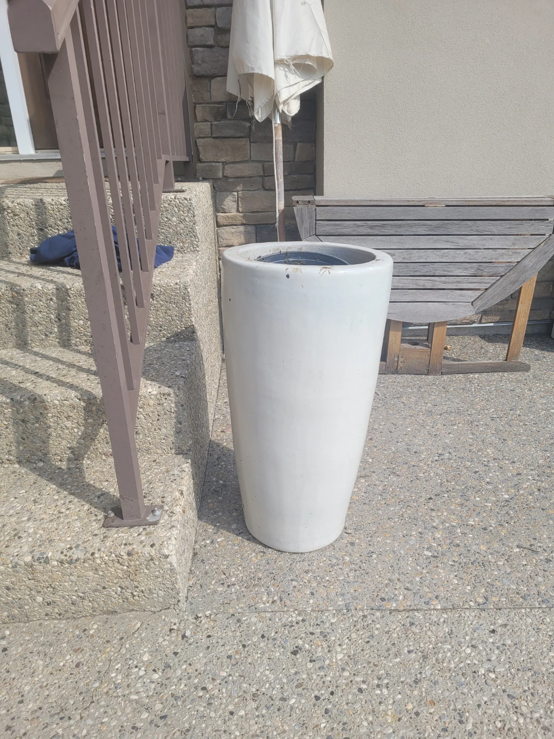 2 Large White Ceramic Planter Pots