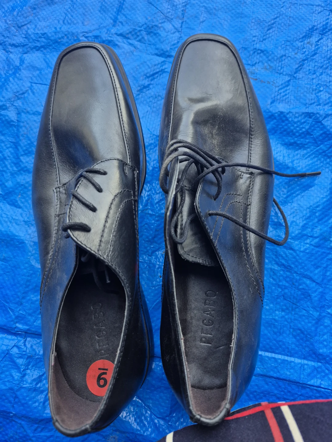 Pegaro Black Leather Dress Shoes