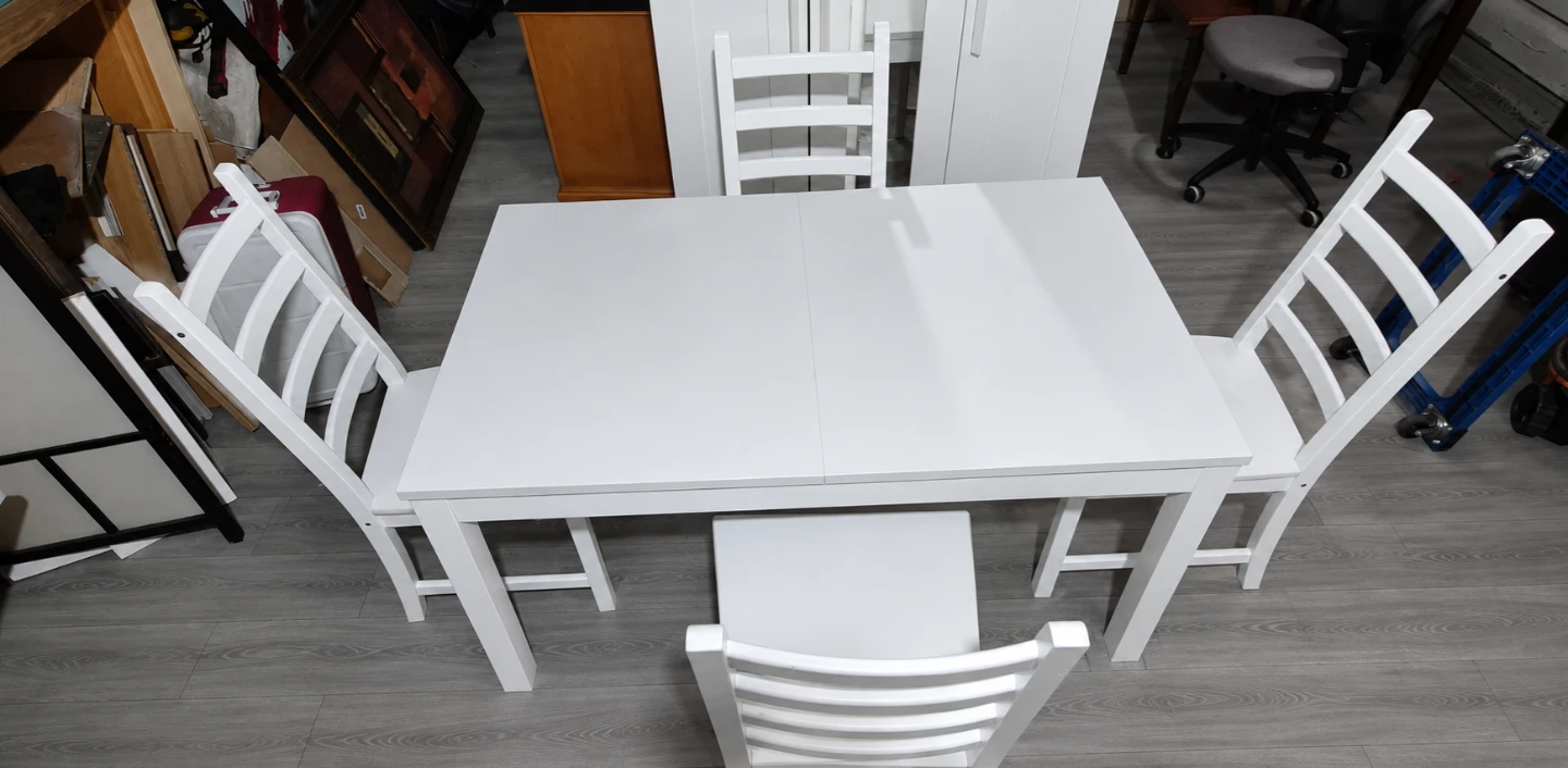 White Dining Table with 4 Chairs - photo 3