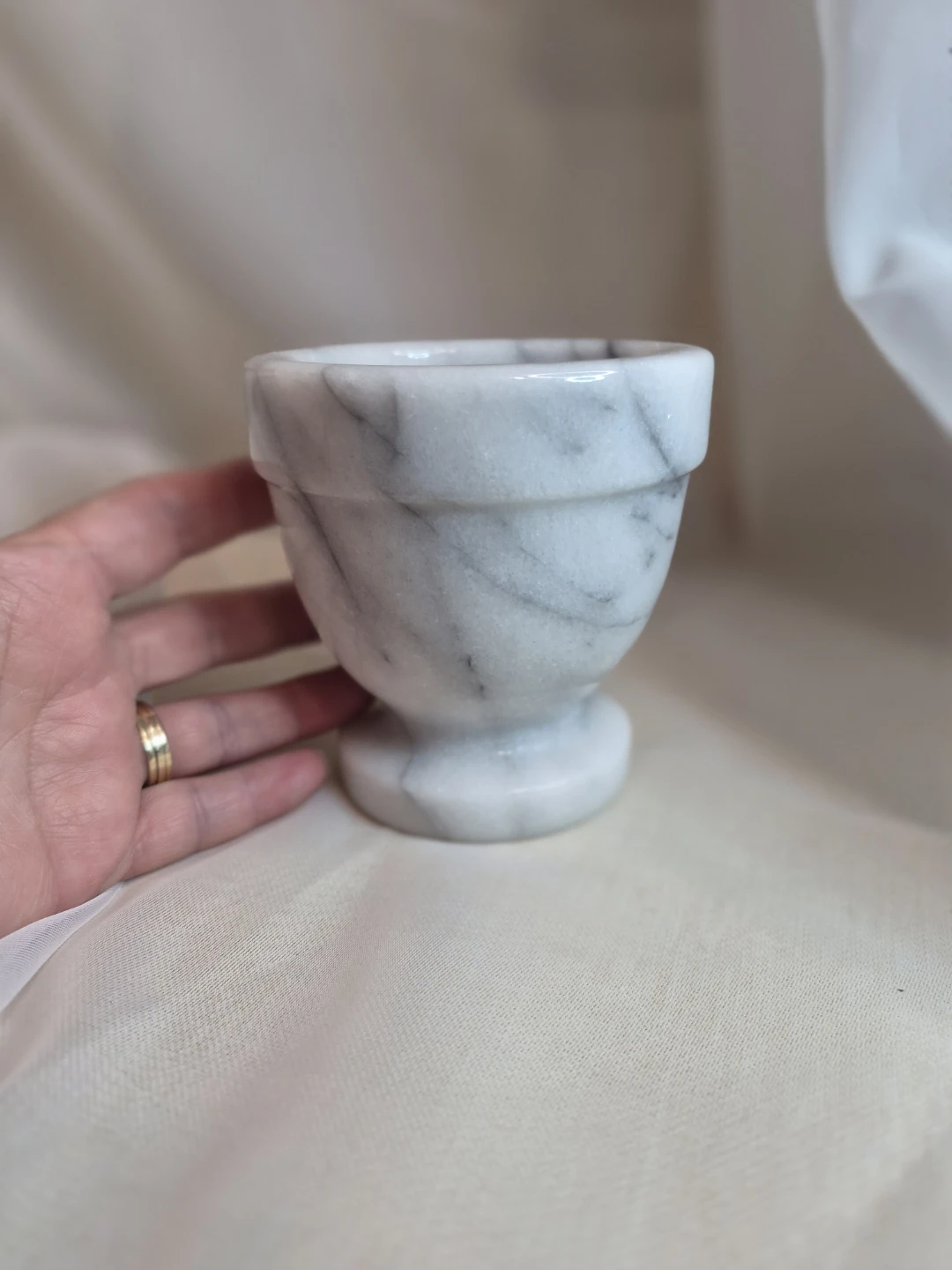 4 1/4" x 4" Heavy Marble Mortar - Marble Bowl - Marble Decor