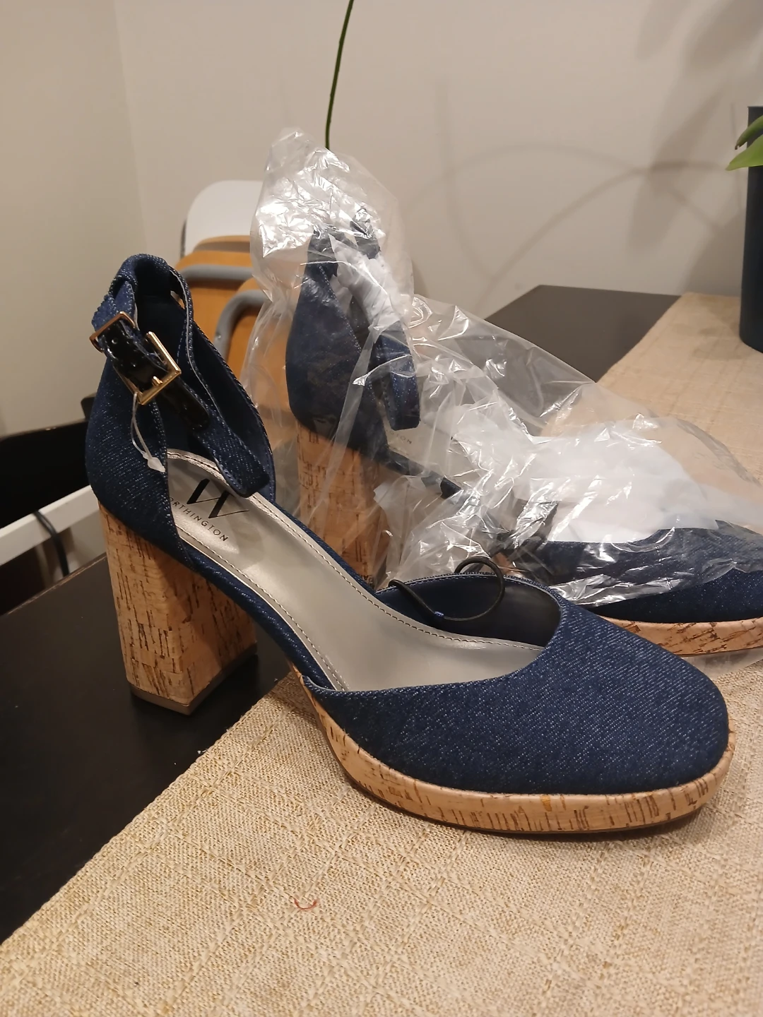 Brand new Worthington denim cork block heels size 7.5