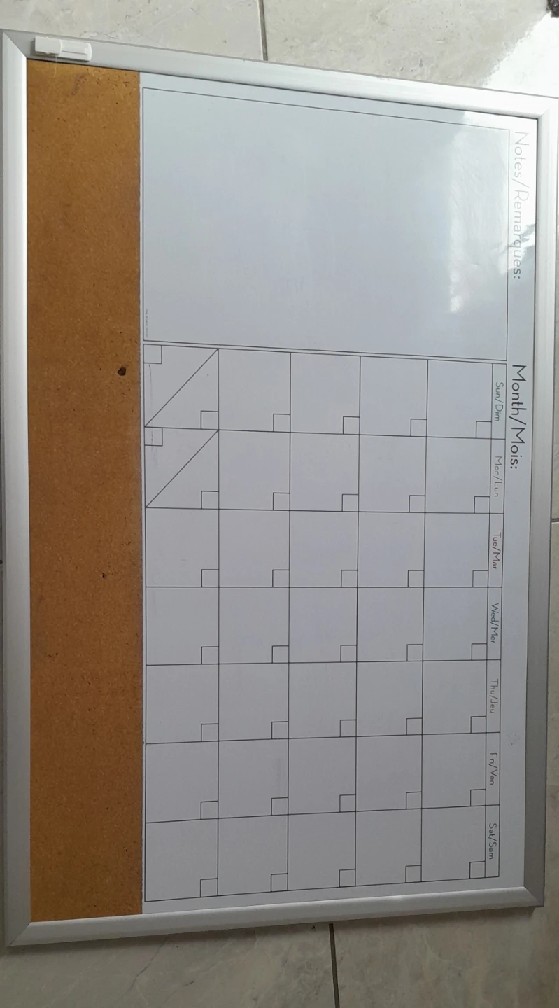 Whiteboard and Cork Board Calendar