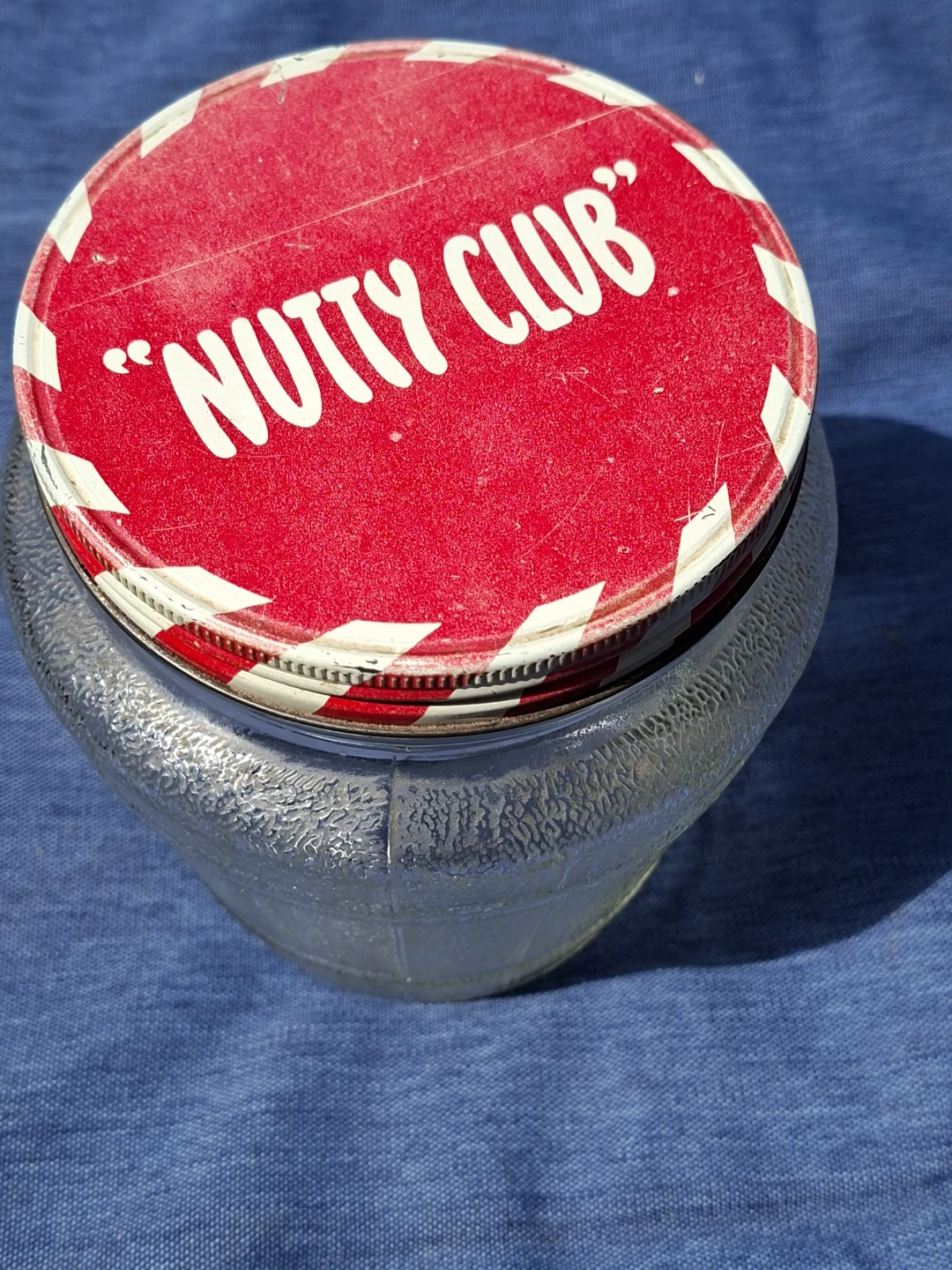 "Nutty Club" Jar with Red and White Lid