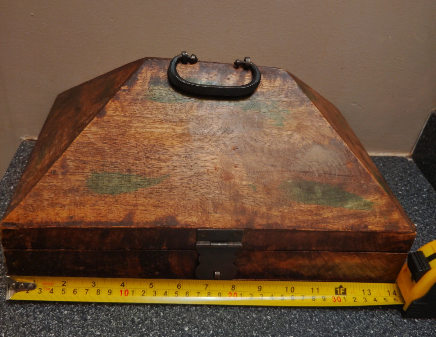 Vintage / Antique Wooden Slanted Storage Box - photo 2