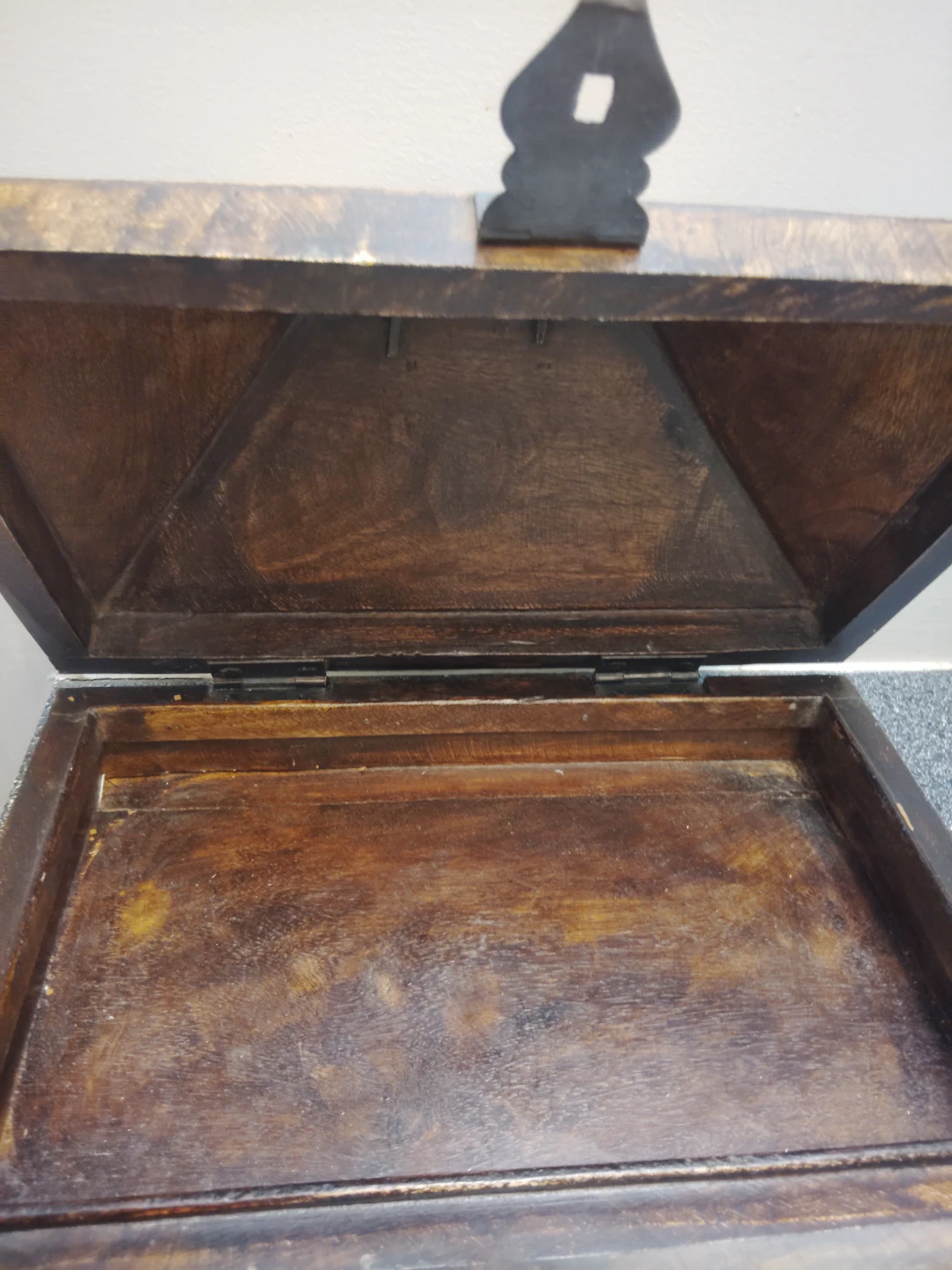 Vintage / Antique Wooden Slanted Storage Box - photo 3