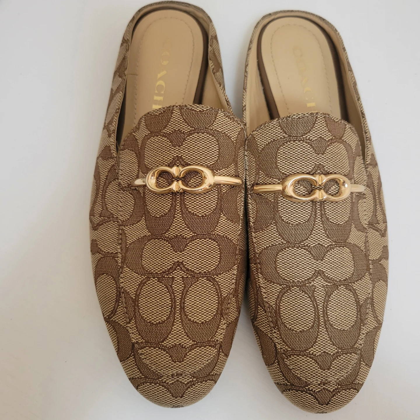 Coach Signature Canvas Mules Women's Loafers Shoes