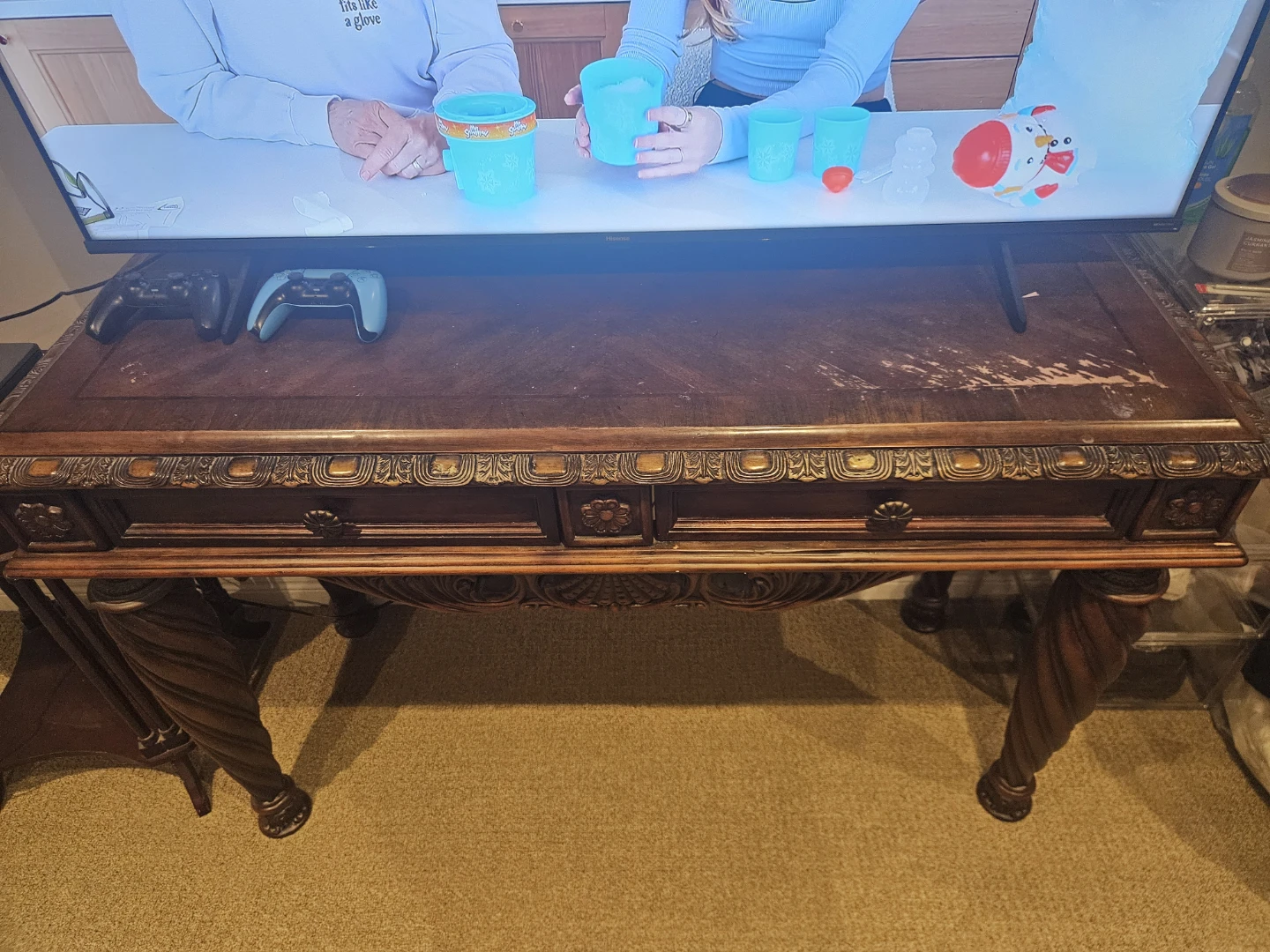 Ornate Wooden Console Table - photo 2