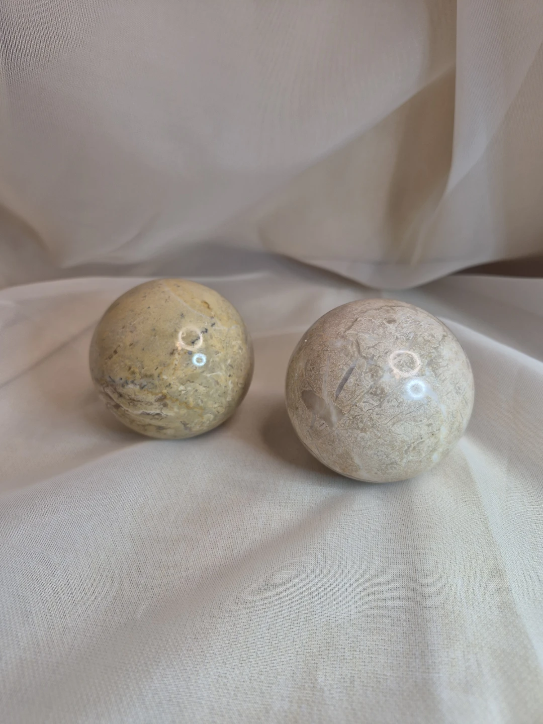 Pair of 2 1/2" Round Solid Marble Balls Decor