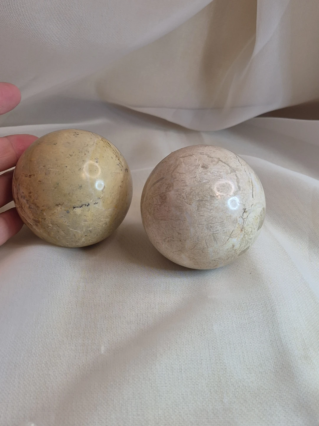 Pair of 2 1/2" Round Solid Marble Balls Decor - photo 4