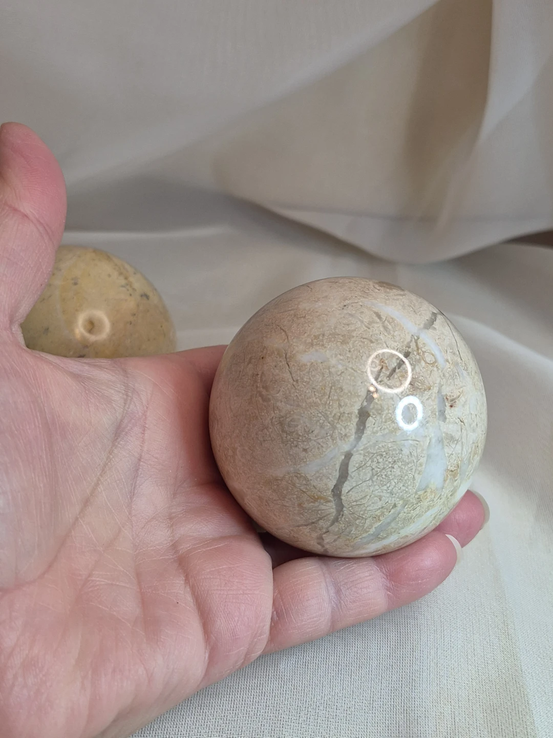 Pair of 2 1/2" Round Solid Marble Balls Decor - photo 5