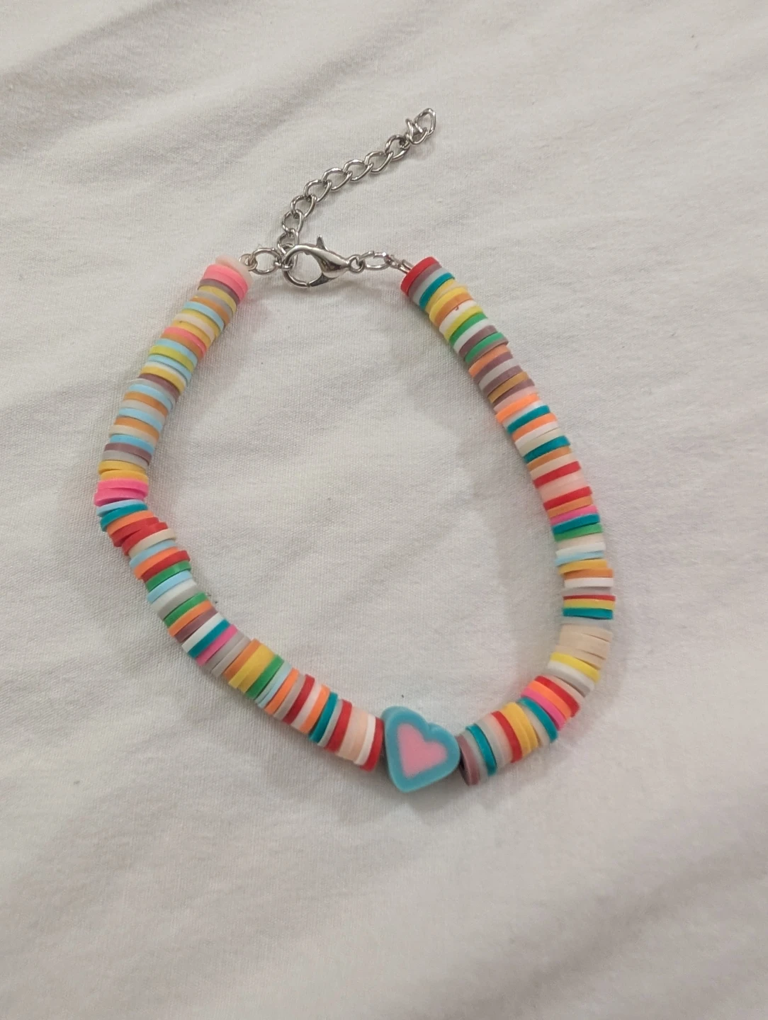 Colourful Beaded Bracelet with Heart Charm