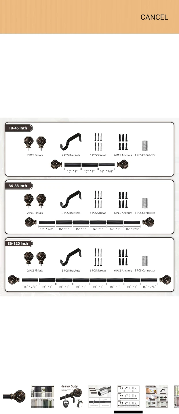 Heavy Duty Curtain Rod - photo 5