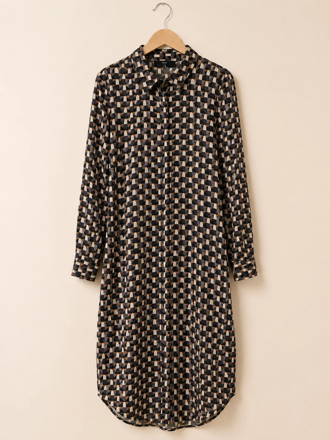 Vero Moda Geometric Print Button-Up Midi Shirt Dress