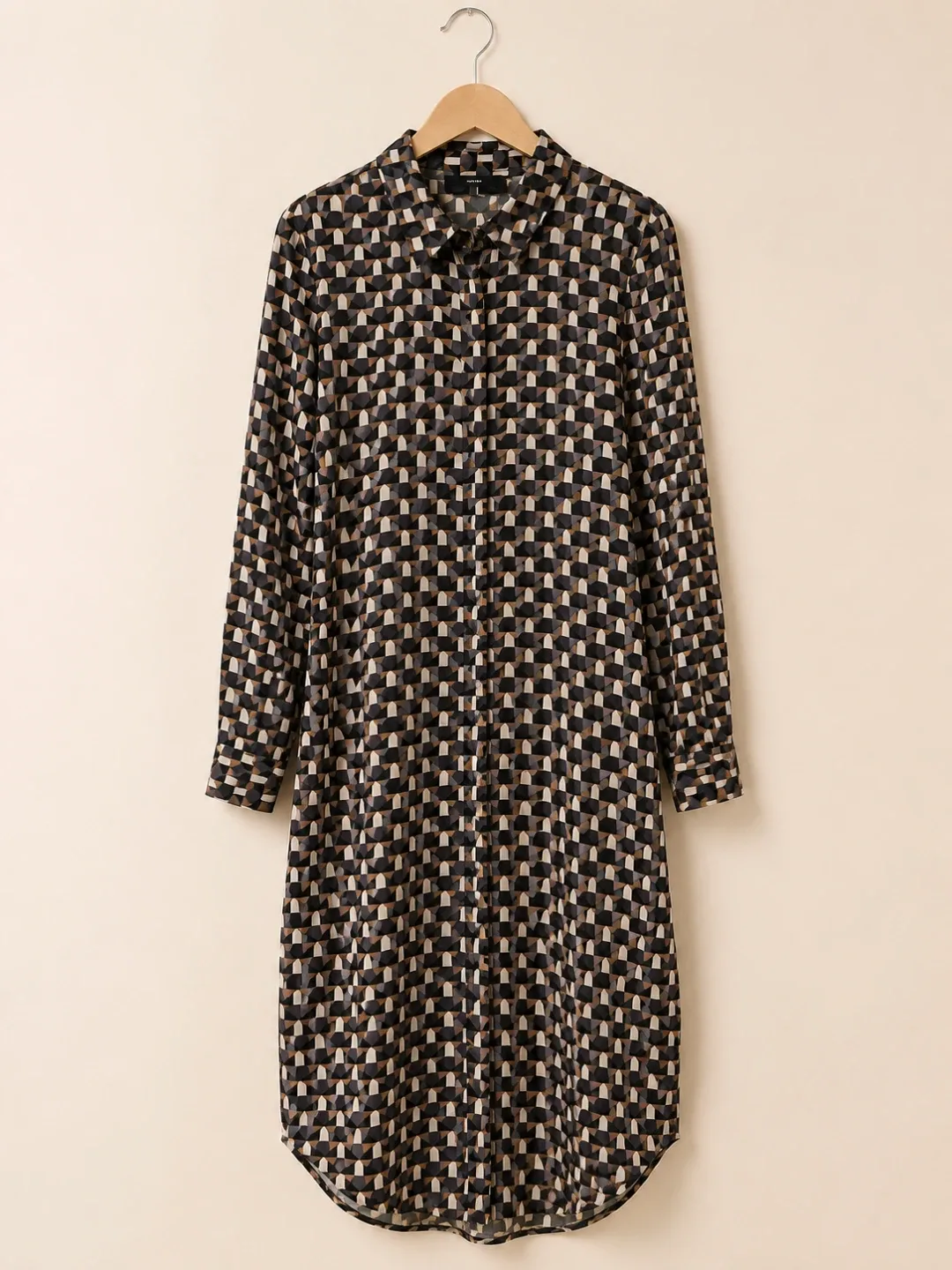 Vero Moda Geometric Print Button-Up Midi Shirt Dress