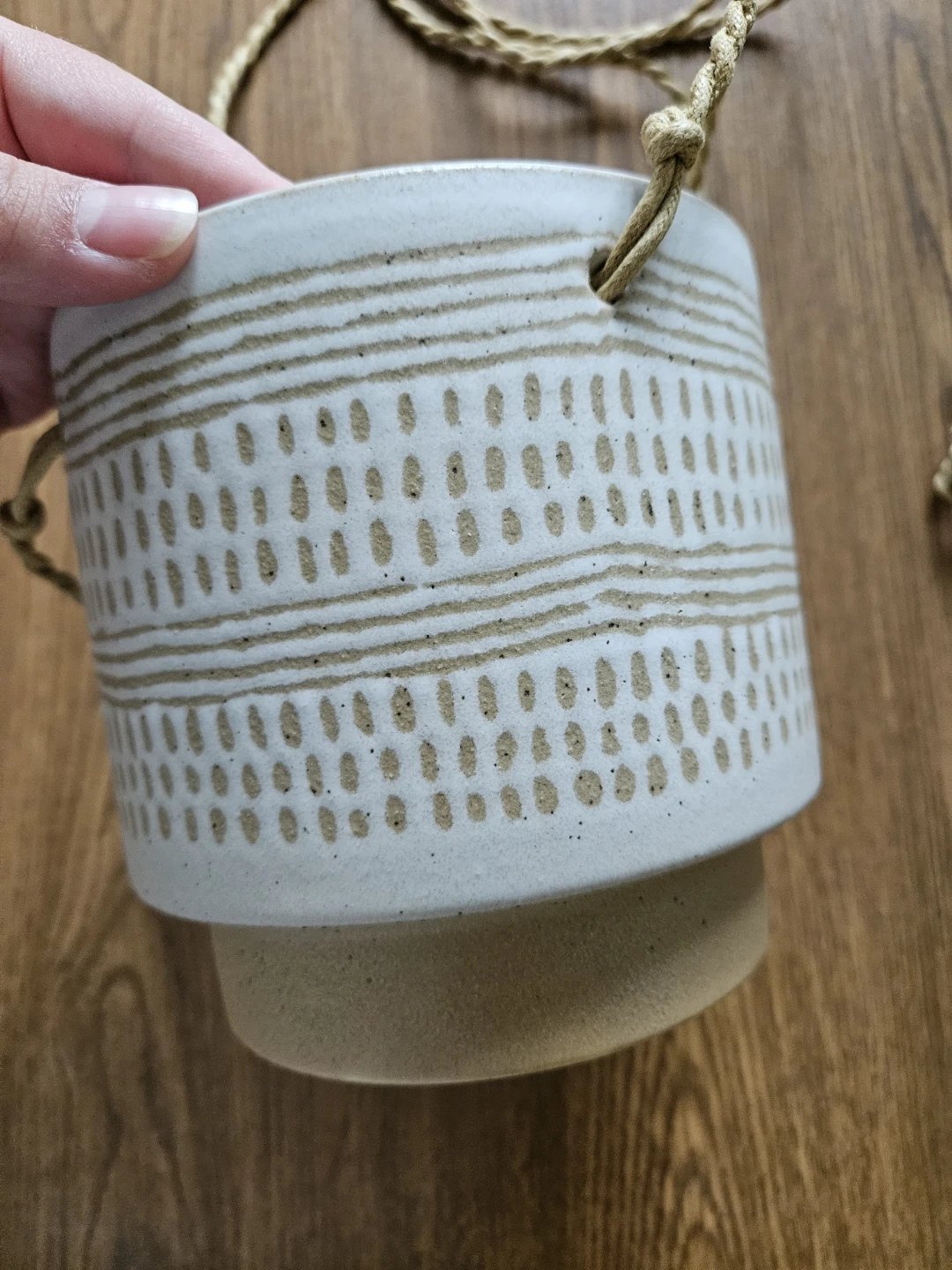 NEW Ashland Ceramic Hanging Planter Pots Set of 2 - photo 3