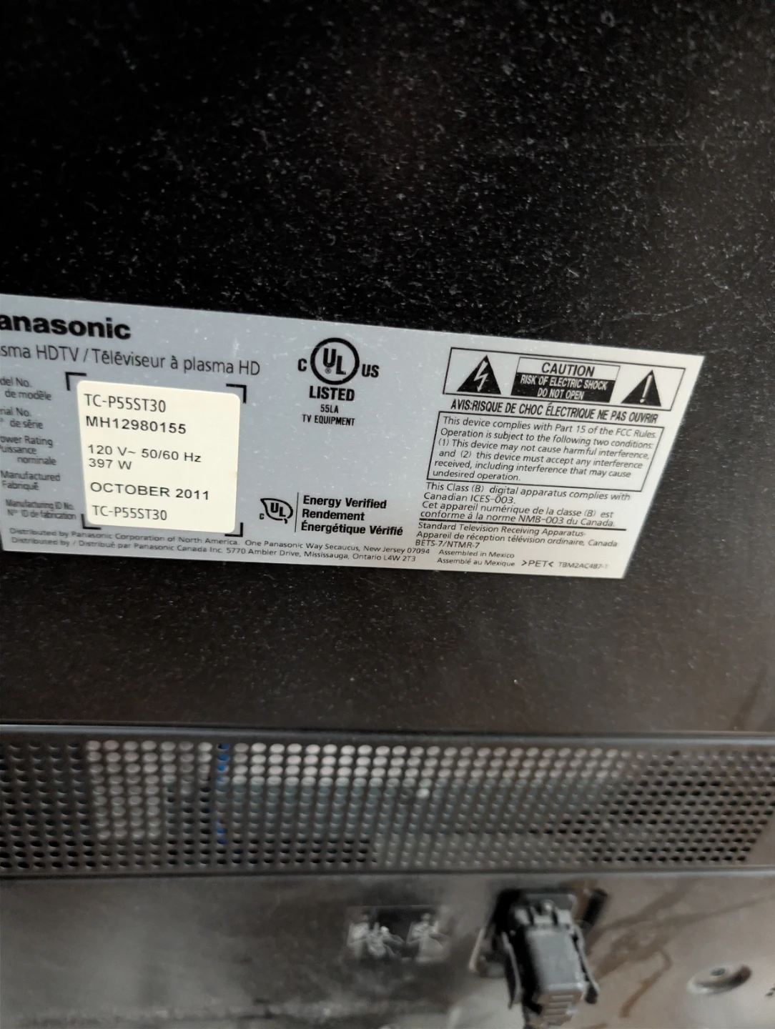 Panasonic Viera Plasma HD TV TC-P55ST30 - photo 2