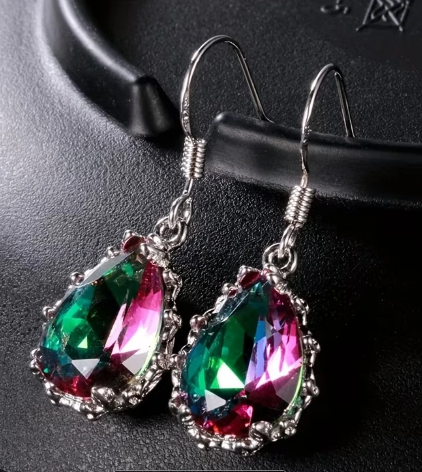 Teardrop Rainbow Crystal Dangle Earrings