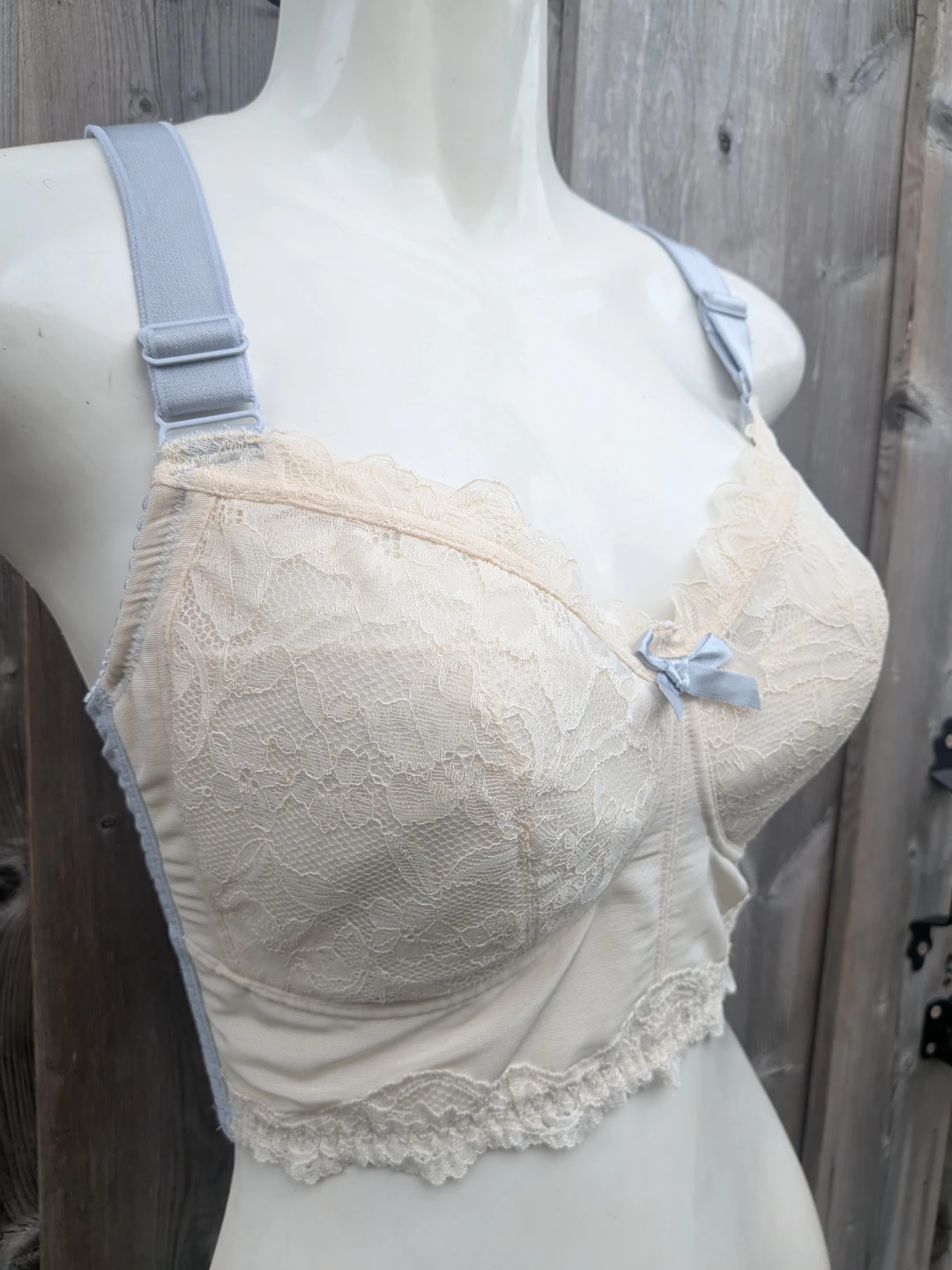 Cream & Blue Lace Bustier Bra size SMALL - photo 2