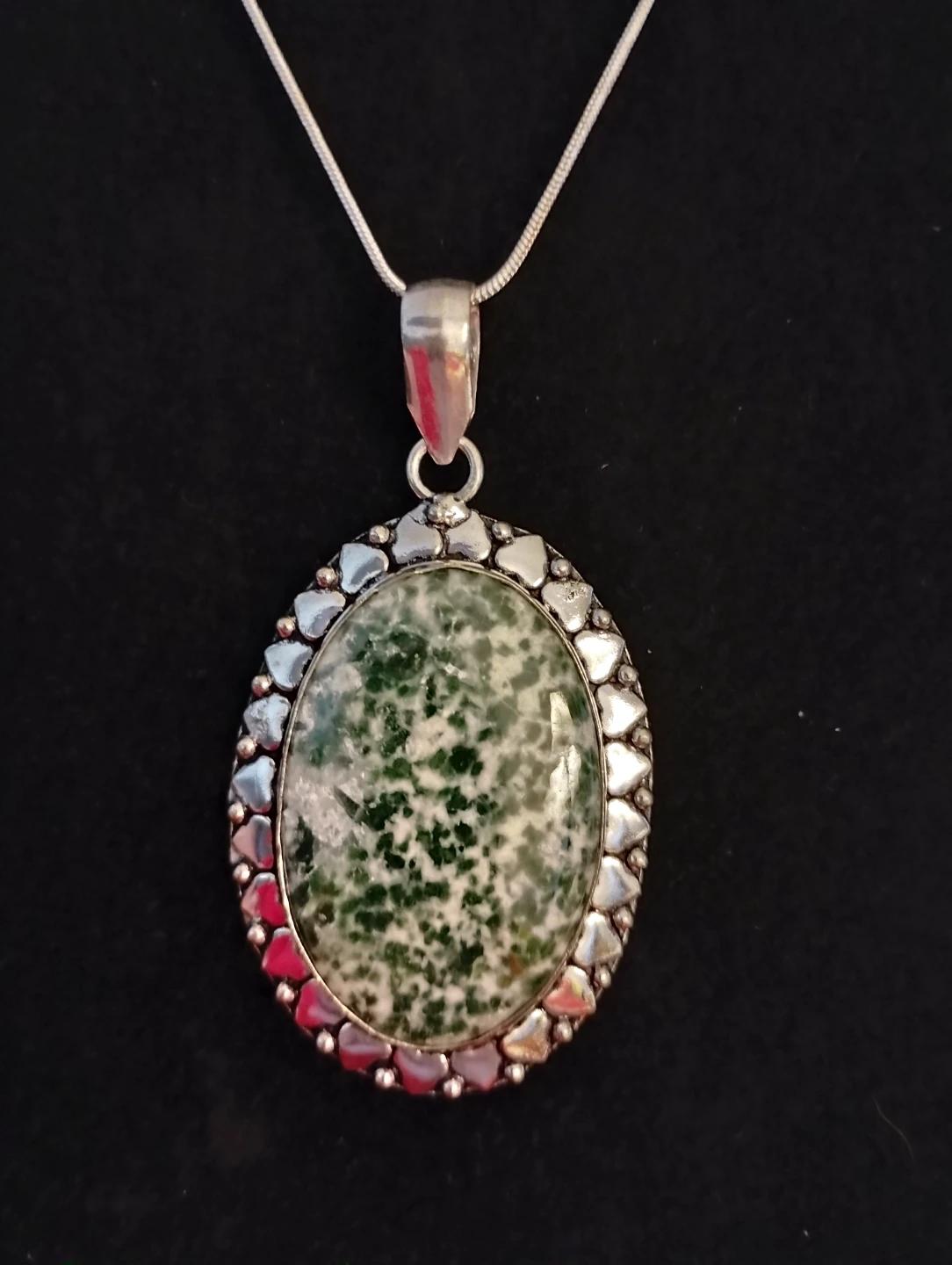 Sterling Silver Green Moss Agate Necklace - photo 2