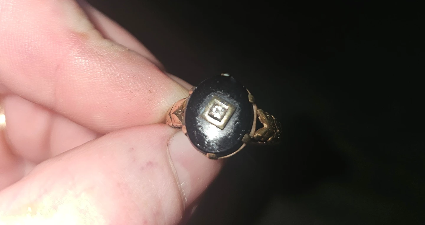 Gold Onyx and Diamond Ring