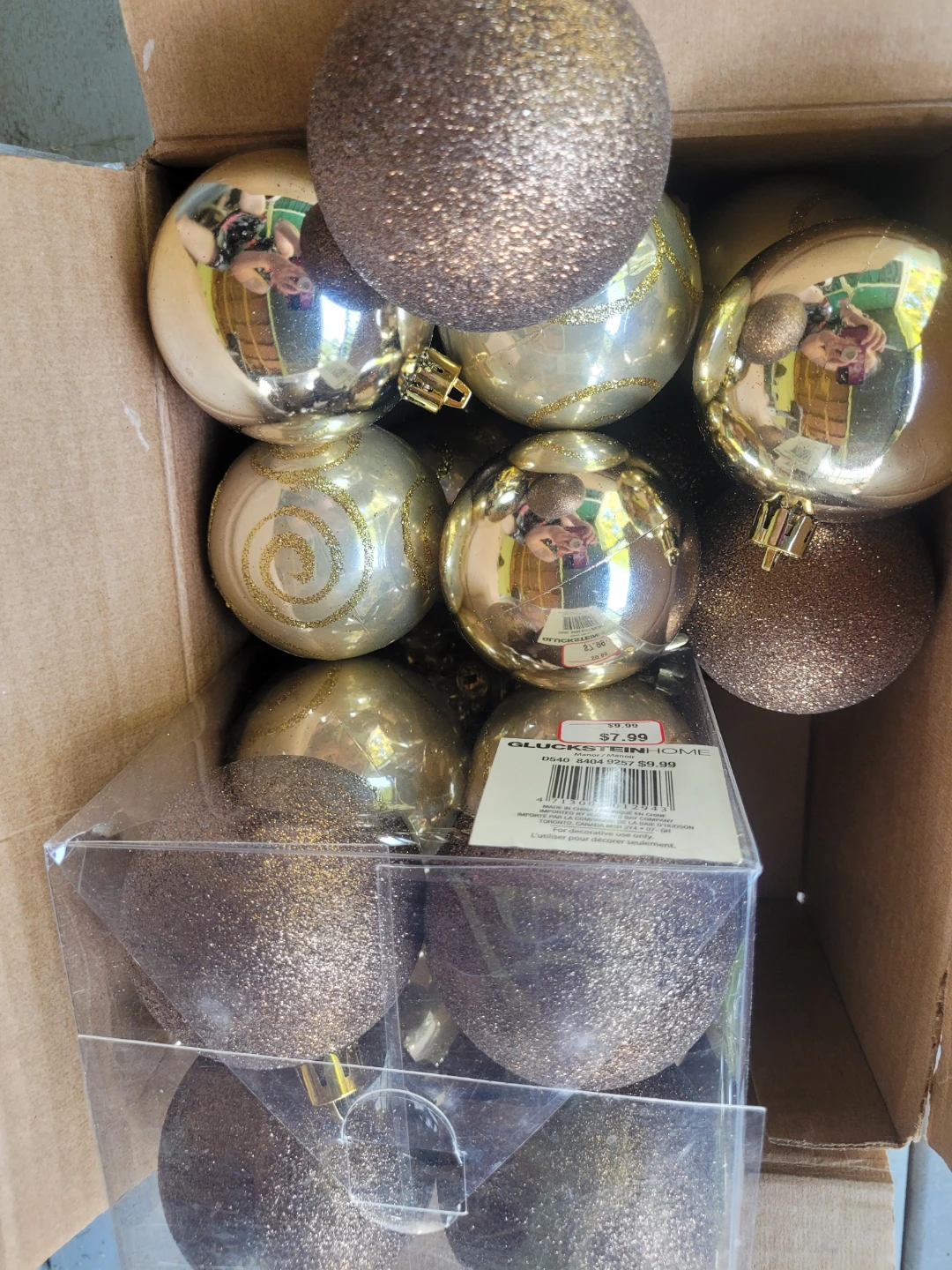 Box of christmas bulbs
