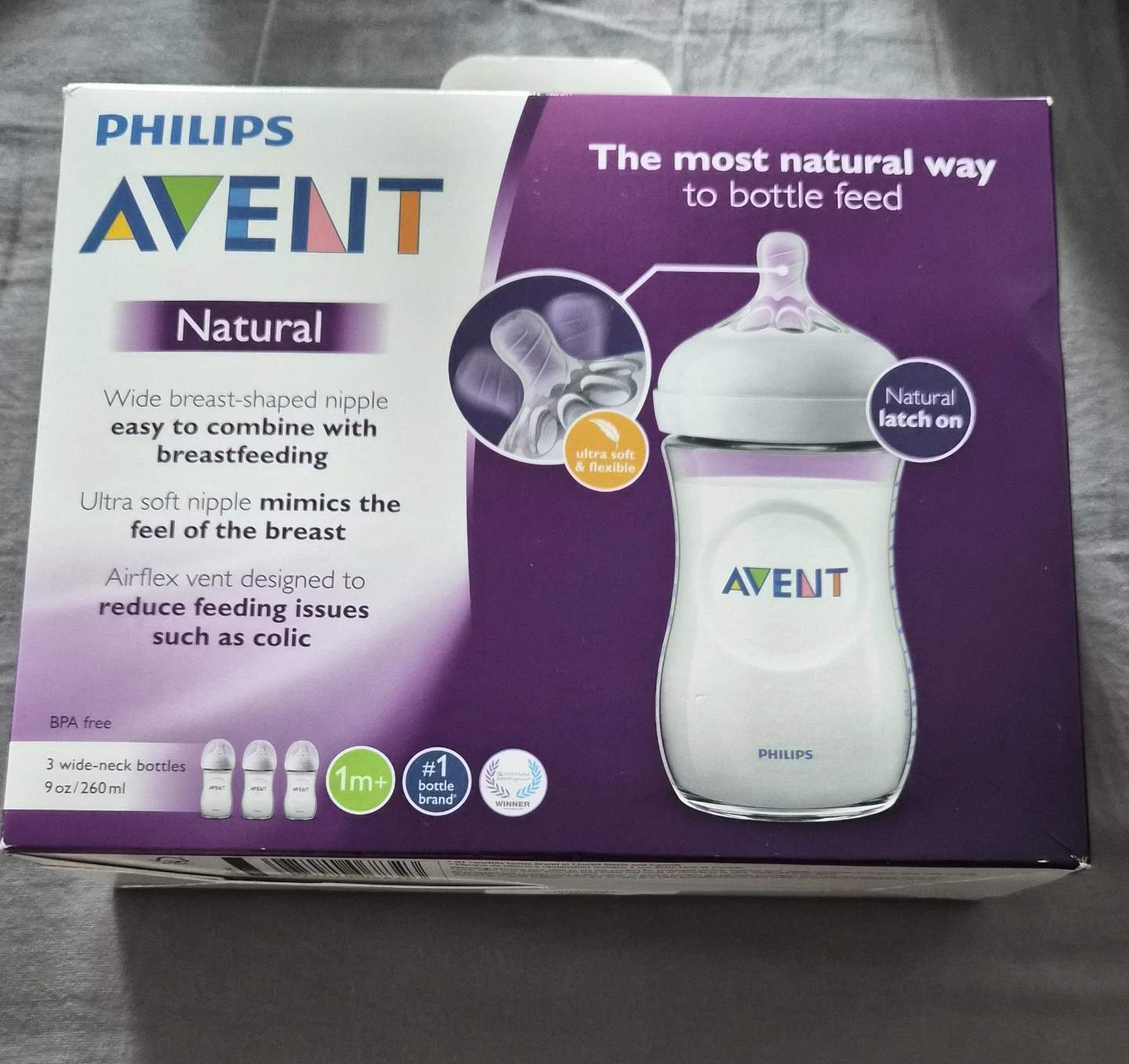 Philips Avent Natural Baby Bottles - 9 oz / 260 ml (3 Pack)