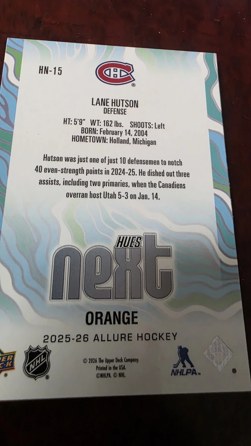 2025-26 Upper Deck Allure Hockey Card - Lane Hutson - photo 2