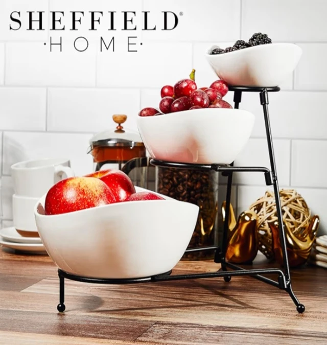 New Sheffield Home 3 Tier Serving Bowls Set & stand - photo 2