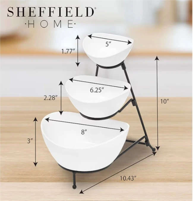 New Sheffield Home 3 Tier Serving Bowls Set & stand - photo 5