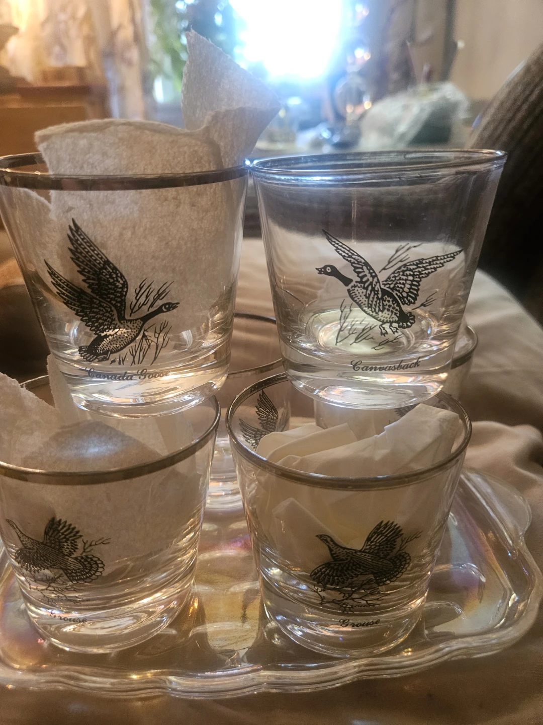 Set of 6 Vintage MID.Century modernball Gamebird Glass