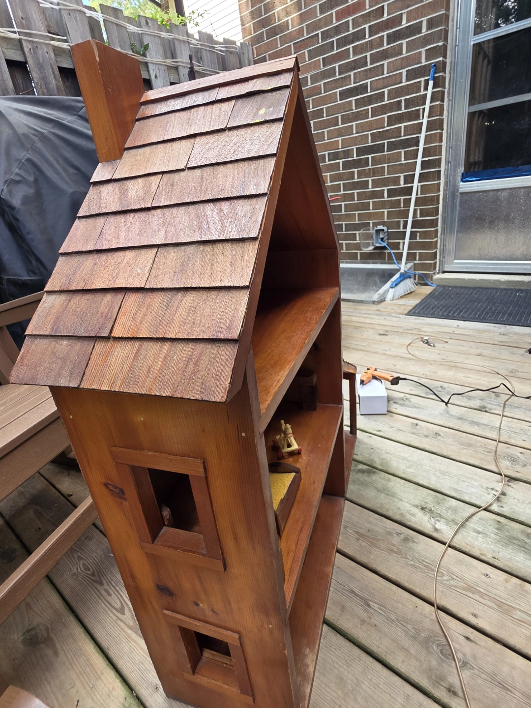 Vintage Handcrafted Wooden Dollhouse with Furniture Set - photo 3