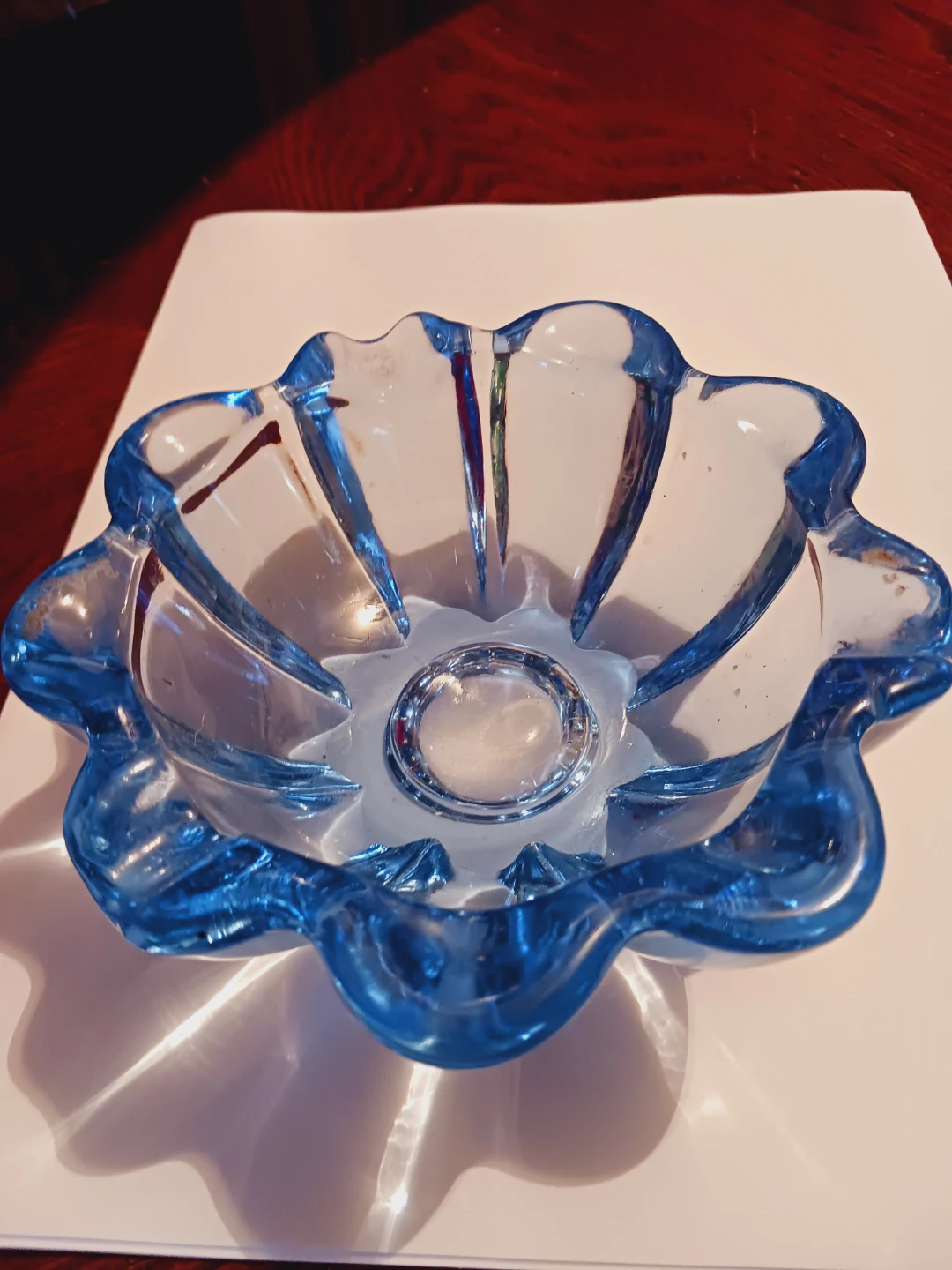 Gorgeous Blue Glass Ashtray or Candy Bowl - photo 2
