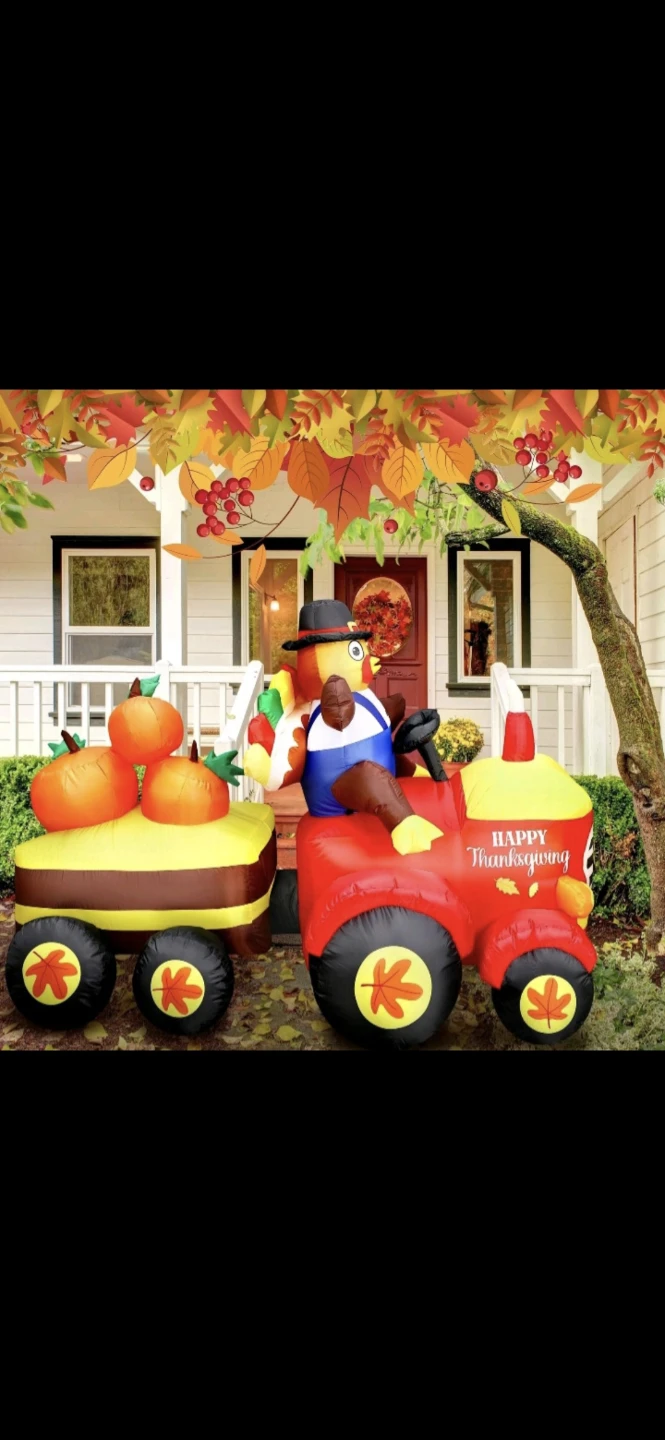 New Inflatable Thanksgiving Turkey Tractor Yard  decoration - photo 2