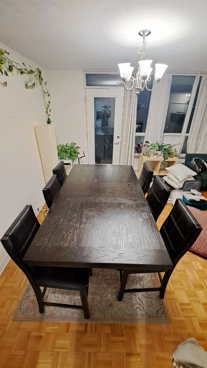 Dark Wood Dining Table with 6 Chairs - photo 4